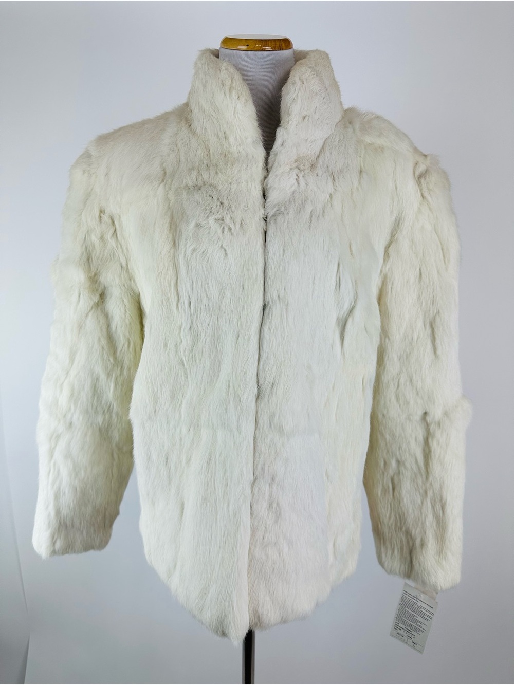 KC Collections White Rabbit Fur Coat France Size Large NWT
